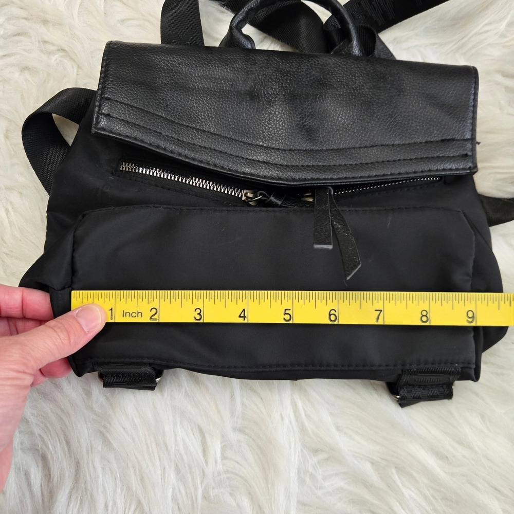 Botkier New York Black Nylon Leather Trim Mini Trigger Backpack Logo Straps - Picture 7 of 8
